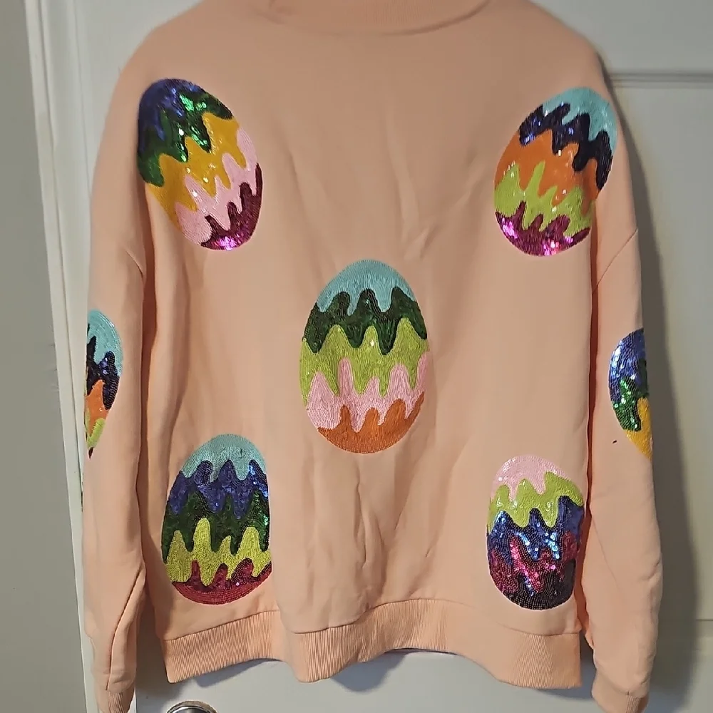 QUEEN OF SPARKLES Peach Sweatshirt - Picture 4 of 4